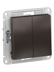 Выключатель Systeme Electric ATLASDESIGN 2-клавишный схема 5 10АХ механизм мокко ATN000651