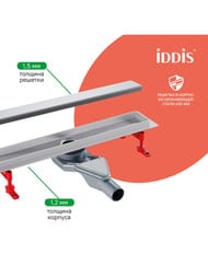 Душевой лоток IDDIS Perfex 975B8SB00DZ 800мм, с сифоном, комбинир. затвор, двухсторон.решетка, хром — изображение 9