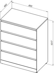 Комод Aquanet Сканди (800х1017х483) напольный, 4 ящика, дуб крафт 302542