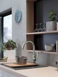 Мойка из гранита Hansgrohe S51 43312170 (560х510) врезная, отвер.под смес., черный графит — изображение 4