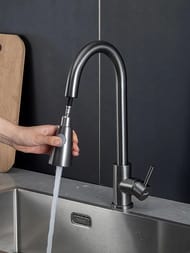 Смеситель для кухни с выдвижной лейкой , FRAP оружейная сталь, F60991-9