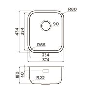 Мойка Omoikiri OMI 38-U/I-IN (374х434х180) монтаж врезной/подстольный, нерж.сталь 4997435