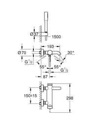 Смеситель Grohe Essence 33628001 для ванны, однорычажный с душевым гарнитуром