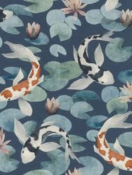 Обои виниловые на флизелине Rasch Kimono (0,53х10,05) карпы, синие 409444 (рул.)