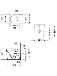 Унитаз напольный Duravit White Tulip 2001090000 370х580 безободковый, верт.смыв, HygieneFlush, белый