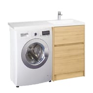 Уценка! Тумба под раковину AQUATON Лондри 60 1A2669K1LH0C0 570x496x882 для стиральной машины, цвет: дуб сантана (1A266901LH0C0+1A274801LH0C0)