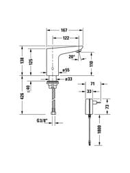Смеситель для умывальника Duravit Sensor 1 бесконтактный, хром SE1090007C10