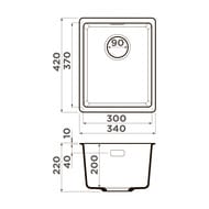 ����� Omoikiri KATA 34-U GR (340�420�217) ����������� ������, ������������� ����� 4993383
