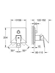 Смеситель Grohe Eurocube 24094000 для ванны/душа однорычажный, на 3 положения, внешняя часть — изображение 4