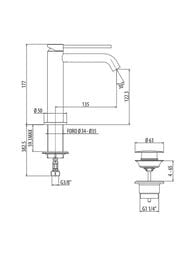 Смеситель GATTONI Circle Two 9144/91СO для раковины, с донным клапаном, хром