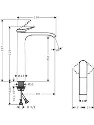 Смеситель Hansgrohe Vivenis 75042670 для раковины, однорычажный, излив 250, матовый черный — изображение 3