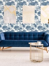 Обои виниловые на флизелине Grandeco Maison MN 3007 (0,53х10,05) деревья, синие (рул.)