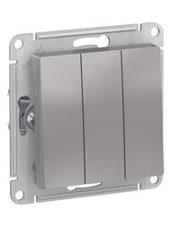 Выключатель Systeme Electric ATLASDESIGN 3-клавишный сх. 1+1+1 10АХ механизм алюминий ATN000331
