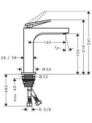 ��������� Axor Citterio 39024000 ��� ����������� �������������, ����� 143 ��, ����