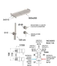 Душевая система Remer X Style INOX SSX93PS02MMCA, нержавеющая сталь матовая