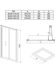 ������� ����� RAVAK BLIX BLDZ2-70 (670-710�1900) ��������, ������, ���������+Transparent