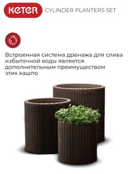 �������� ����� KETER CYLINDER PLANTERS SET S+M+L, ��������������, ����������