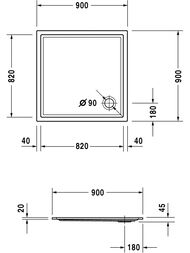 Поддон акриловый Duravit Starck 900х800 с антискользящим покрытием 720118000000001