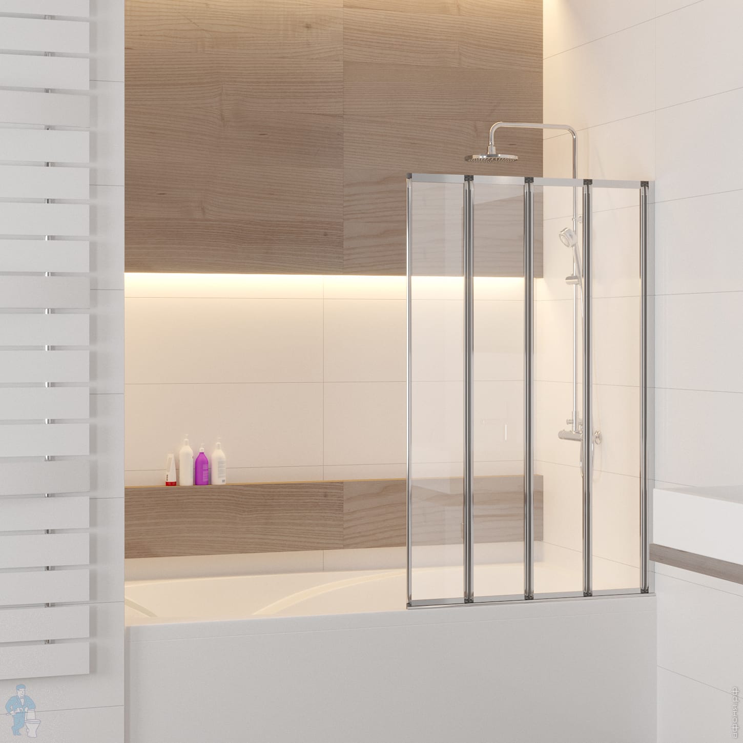 Шторка на ванну RGW SC-23 (800х1500) складная, стекло 4мм прозрачное ...