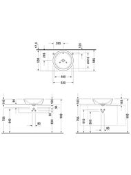 Раковина DURAVIT STARCK 1 530х165 покр.WG, б/площадки под смеситель, перелив, крепление 04475300001