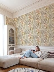 Обои виниловые на флизелине Grandeco Maison MN 3108 (0,53х10,05) листья, бежевые (рул.)