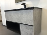 Тумба COMFORTY Франкфурт-90 (910х560х465) подвесная, с раковиной, бетон светлый 00-00006503