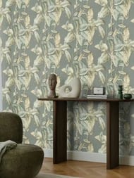 Обои виниловые на флизелине Rasch Back to Nature (0.53x10.05) цветы, зеленые 571462 (рул.)
