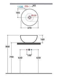Раковина-чаша Globo T-Edge B6T37BI 370х160мм, накладная, без перелива, без отв. под смеситель, белая