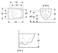 Унитаз подвесной Geberit Smyle Square (350х490х330) безободковый, укороченный 500.379.01.1