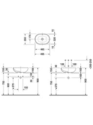 Раковина DURAVIT FOSTER 033550 495х350х165 без площадки под смеситель, перелив, крепление 0335500000