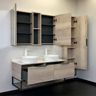 Тумба COMFORTY Порто-120-2  (1200х645х520) с 2 раковинами, столешницей, дуб дымчатый 00-00008910