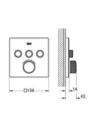 Смеситель Grohe Grohtherm SmartControl 29157LS0 термостат, 3 выхода, внешняя часть, белая луна — миниатюра 5