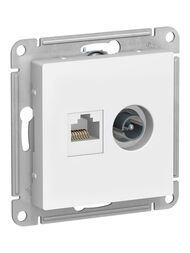 Розетка Systeme Electric ATLASDESIGN двойная ТВ + компьютерная RJ45 категория  5Е белый ATN000189