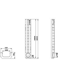 Лоток пластиковый усиленный DN 100 Gidrolica Standart Plus (1000х148х83) 2,4 л/сек  8034