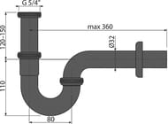 ����� ��� ����������� Alcaplast A4320BLACK � �����.������ 1 1/4"/32, "U-�����", ������ �������