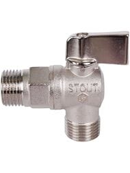Кран шаровый STOUT 1/2"НН для бытовой техники, ручка-флажок, никелированный SVB-0059-001212