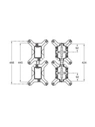 Чертёж Комплект Jacob Delafon MODULO 98788D-NF для объединения 2х универсальных систем