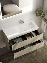Тумба под раковину SANCOS Snob R (995x445x500) подвесная, правая, два ящика, Beige Soft SNR100RCE