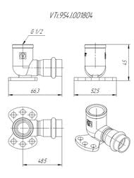 Пресс-водорозетка VALTEC 18х1/2"В, нерж. сталь, VTi.954.I.001804
