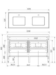 Тумба под раковину Caprigo Альбион Промо 140 grey 1370х905х525 двойная, 4 ящика 33324-В077