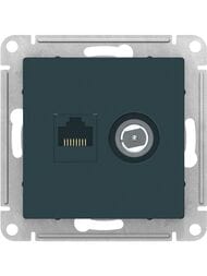 Розетка Systeme Electric ATLASDESIGN двойная компьютерная+ТВ RJ45+TV категория 5E изумруд ATN000889
