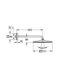 Верхний душ Grohe Rainshower Mono 310 Cube, 1 режим, кронштейн, хром 26564000 — миниатюра 3