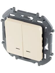 Выключатель LEGRAND INSPIRIA  2-клавишный с подсветкой 10 AX 250 В слоновая кость 673631