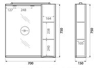 Зеркальный шкаф BelBagno MARINO 700х150х750 подсветка LED, правый MARINO-SPC-700/750-1A-BL-P-R