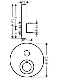 Смеситель Axor ShowerSelect 36722000 для душа, встраиваемый в стену, термостат, 1 потребитель, хром