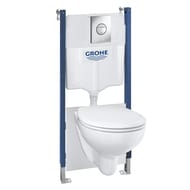 Инсталляция с подвесным унитазом QuickFix Bau Ceramic 1,13 м, комплект 5в1, с панелью смыва 39415000