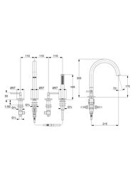 Смеситель KLUDI Nova Fonte Puristic на борт ванны, на 4 отв., с душ. гарнитуром, черный 204253915