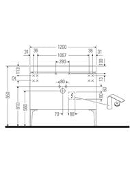 Тумба с умывальником Duravit XViu 1200х480х610 напольная, 2 ящика, белый мат./шампань XV4712EB118C — изображение 2