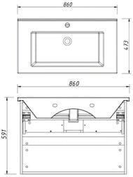 Тумба под раковину Caprigo Сидней 85 (836х591х480) подвесная, цвет Bianco 34812-B231