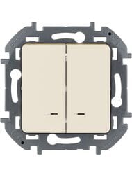 Выключатель LEGRAND INSPIRIA  2-клавишный с подсветкой 10 AX 250 В слоновая кость 673631